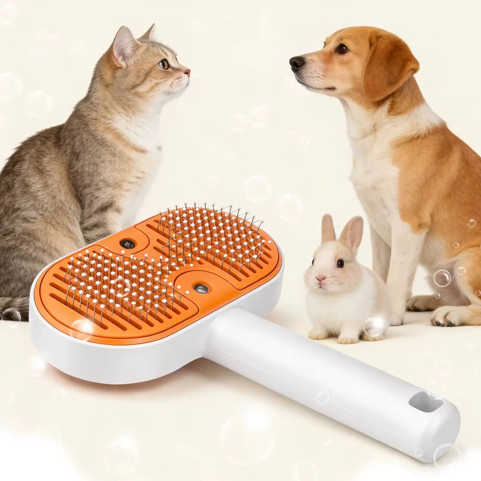 3-in-1 Self-Cleaning Steam Pet Grooming Brush - De-Shedding and Fur Removal Tool for Cats and Dogs
