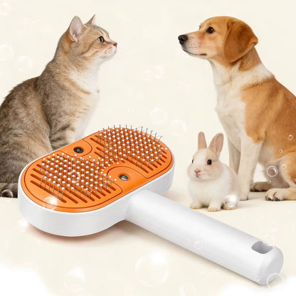 3-in-1 Self-Cleaning Steam Pet Grooming Brush - De-Shedding and Fur Removal Tool for Cats and Dogs